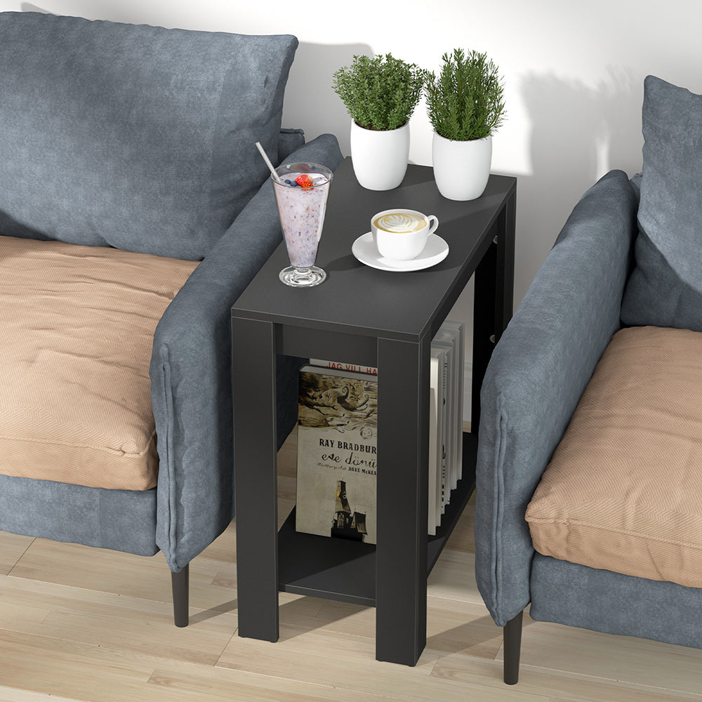 Narrow Sofa Side Table with 2-Tier Open Storage Spaces_4