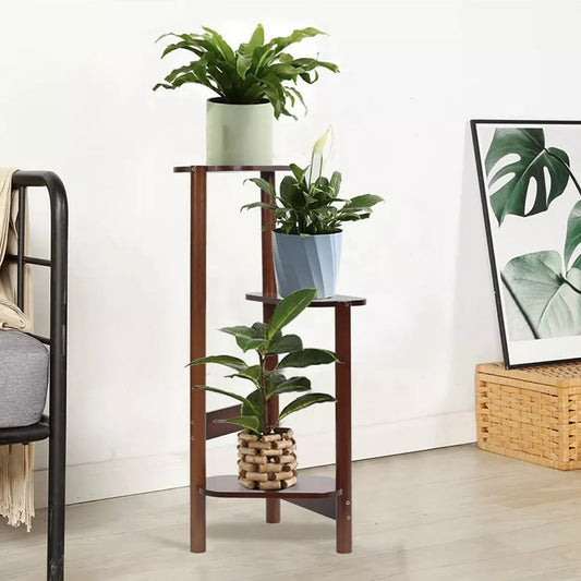 3 Tier Bamboo Corner Plant Stand Simplicity Flower Pot Holder Shelf_0