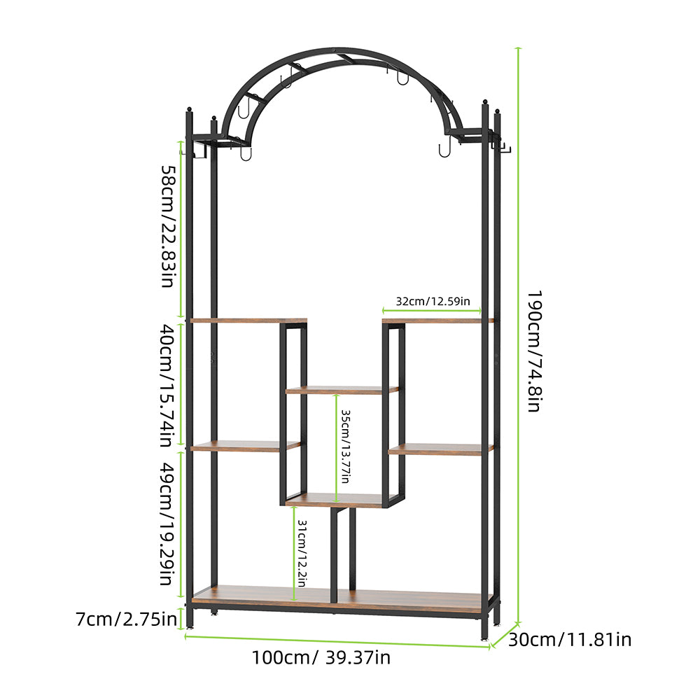 Extra Large Arched Metal Flower Shelf with Hanging Hooks_10