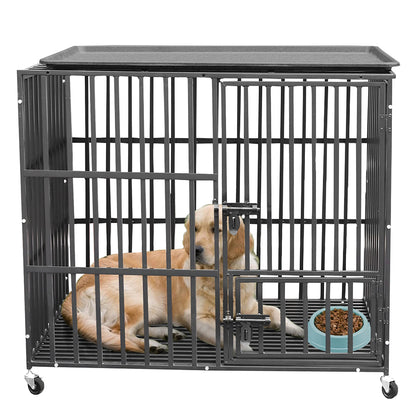 Heavy Duty Pet Dog Cage Strong Metal Crate Kennel Playpen with Wheels &Tray_6