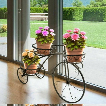 3-Tier Bicycle Plant Stand Wrought Iron Tricycle Planter_2