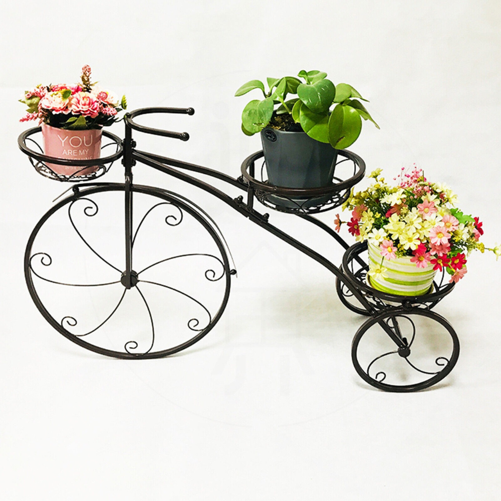 3-Tier Bicycle Plant Stand Wrought Iron Tricycle Planter_5