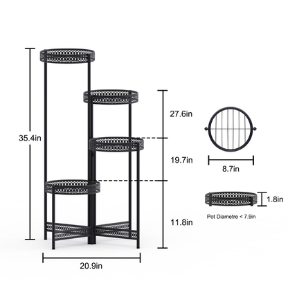 4 Tier Metal Flower Pot Rack Corner Shelving Storage Shelf_10