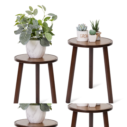 2PCS Small Side Table Round Wood Plant Stand Flower Pots_6