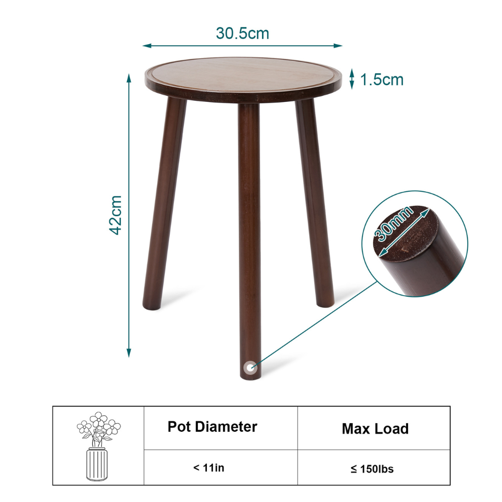 2PCS Small Side Table Round Wood Plant Stand Flower Pots_7