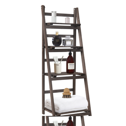 Folding 4 Tier Ladder Shelf Storage Shelving Unit Wooden Bookcase_9