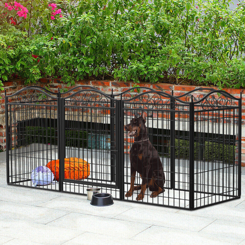 Foldable 8 Panels Pet Fence Heavy Duty Metal Dog Playpen_2