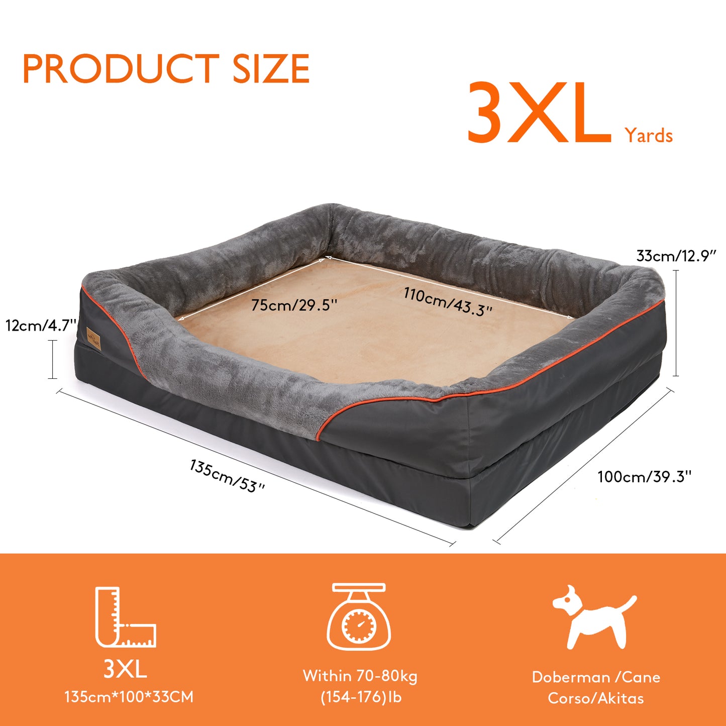 Jumbo Orthopedic Dog Bed Elevated Cushion Warm Waterproof Mattress_10