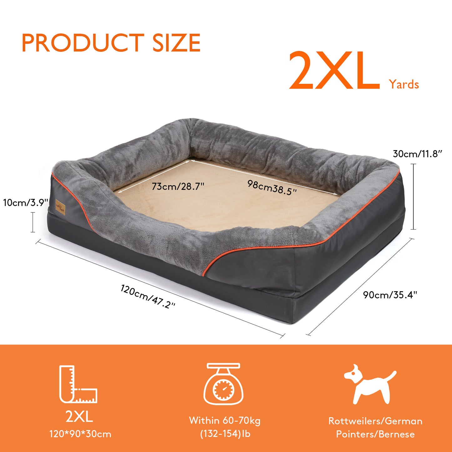 Jumbo Orthopedic Dog Bed Elevated Cushion Warm Waterproof Mattress_9