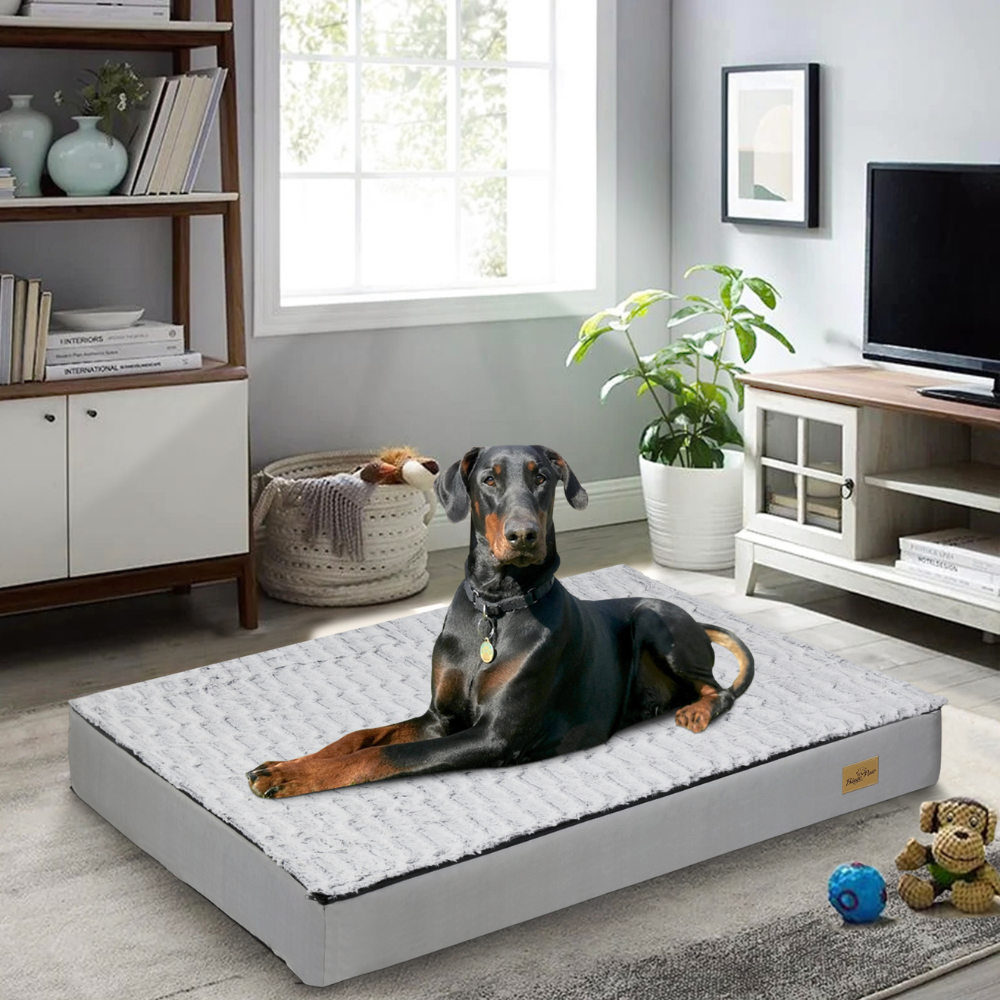 Gray Orthopedic Pet Calming Bed Soft Sponge Foam Base with Removable Cover_5