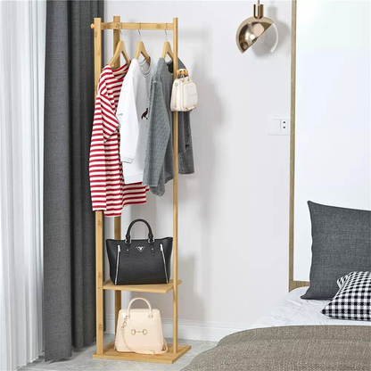 Garment Coat Clothes Stand Rack Hat Shoe Wooden Hanger Holder Shelf Organizer_2