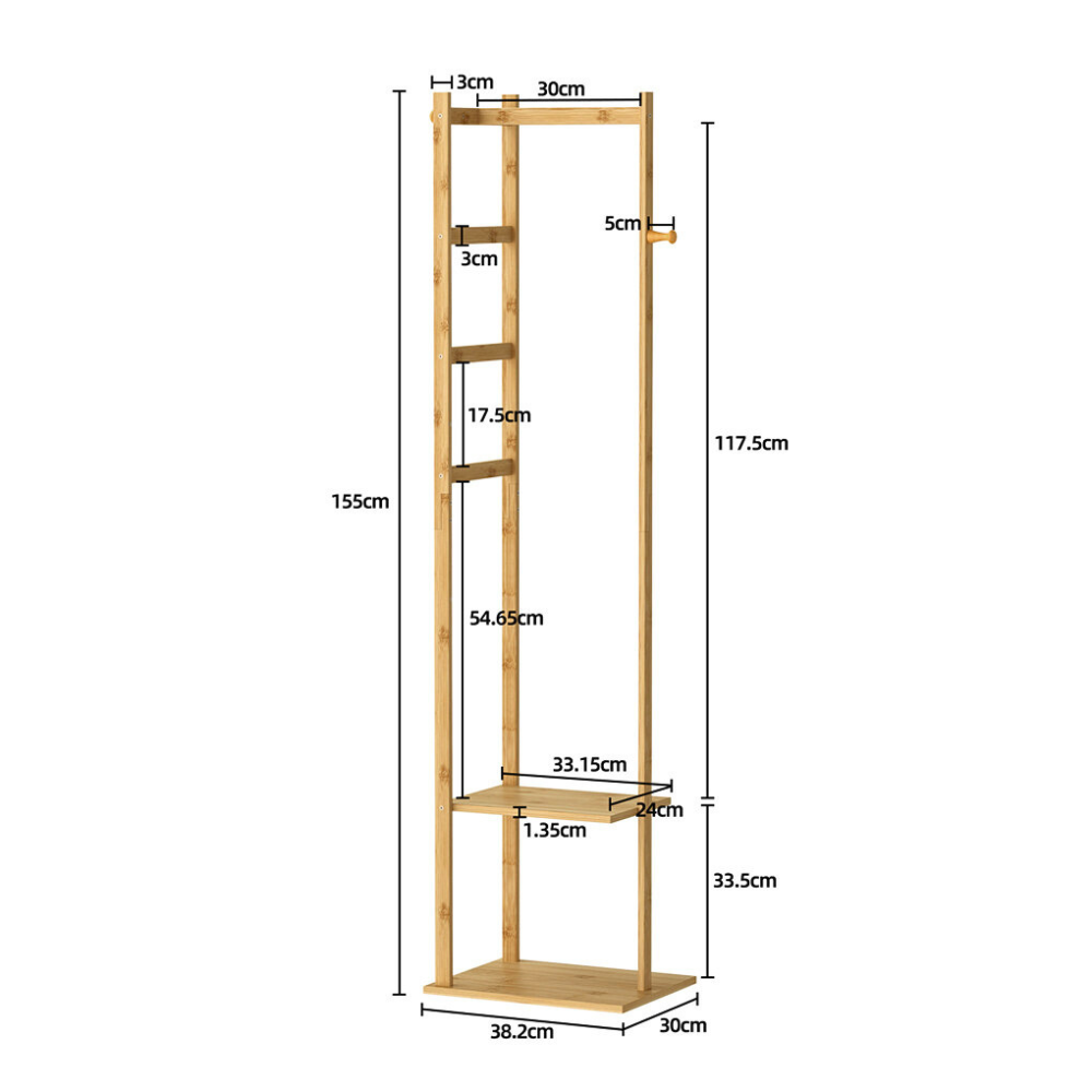 Garment Coat Clothes Stand Rack Hat Shoe Wooden Hanger Holder Shelf Organizer_6