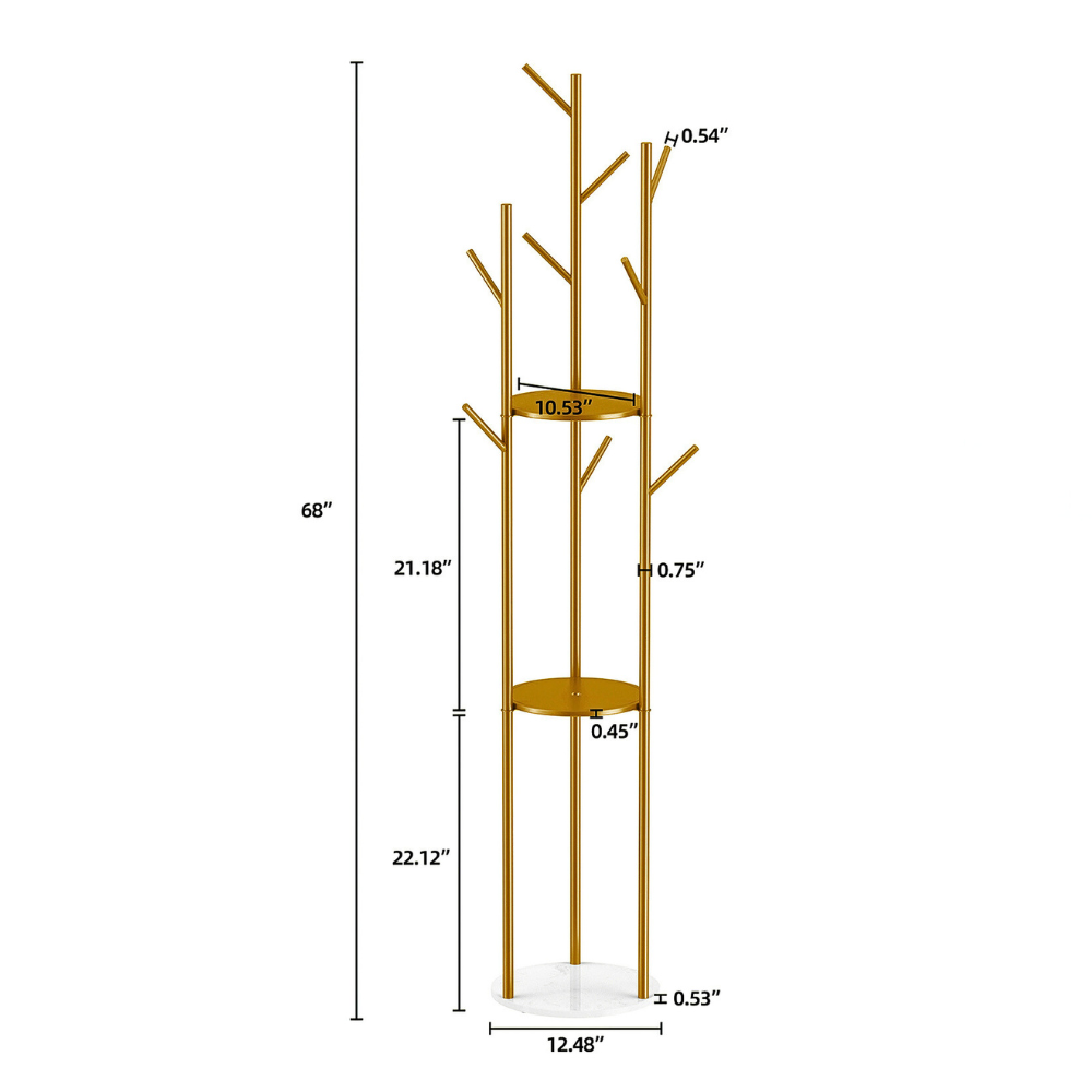 Heavy Duty Marble Coat Rack Stand Gold Metal Tall Clothes Rail Hanger_8