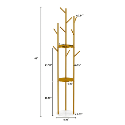 Heavy Duty Marble Coat Rack Stand Gold Metal Tall Clothes Rail Hanger_8