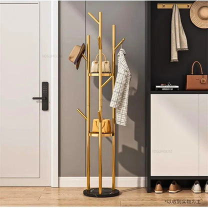 Heavy Duty Marble Coat Rack Stand Gold Metal Tall Clothes Rail Hanger_4