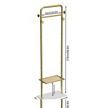 Heavy Duty Gold Pole Clothing Rack with Granite Stone Base_9