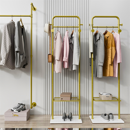 Heavy Duty Gold Pole Clothing Rack with Granite Stone Base_6