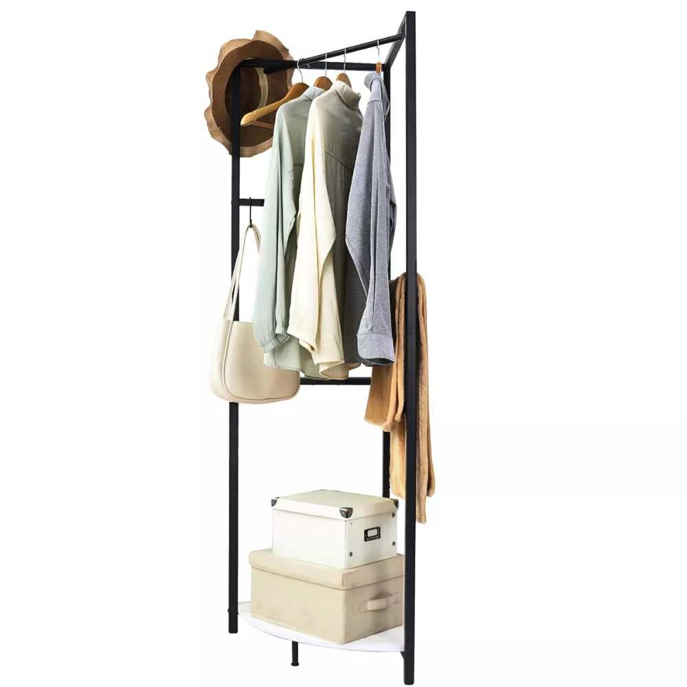 Corner Garment Rack Clothes Rail Wall Hanging Shelf_6