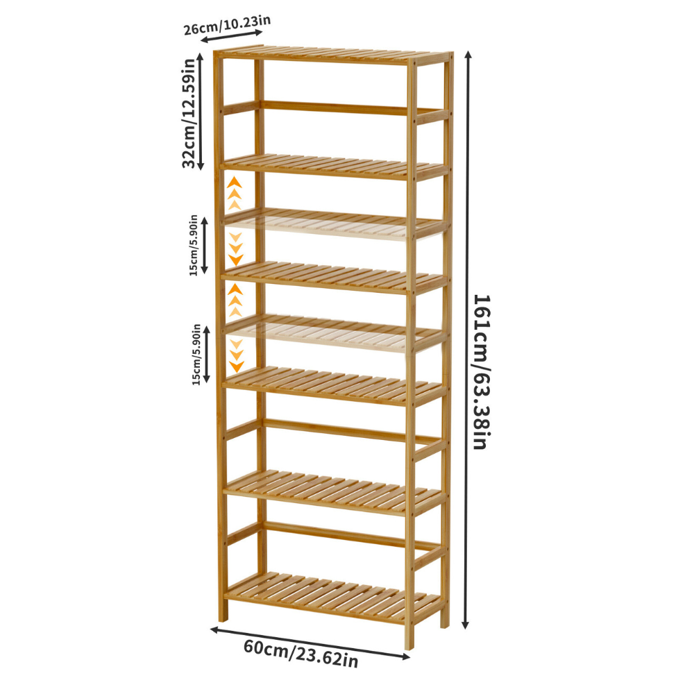 6-Tier Bamboo Storage Rack Shelving Bookshelf Plant Flower Stand_5