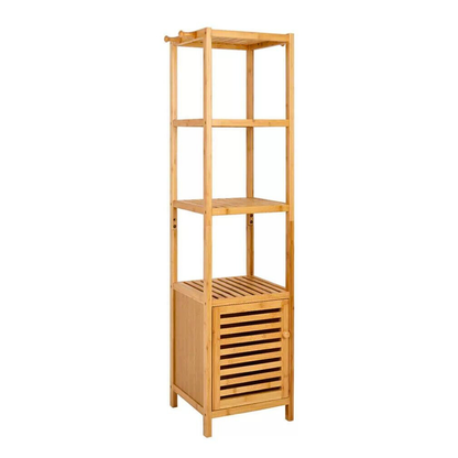 Tall Slim Bamboo Bathroom Storage Cabinet with 3-tier Shelves_9