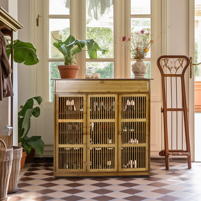 4-Tier Bamboo Entryway Storage Cabinet Closet Vintage Shoes Rack_4