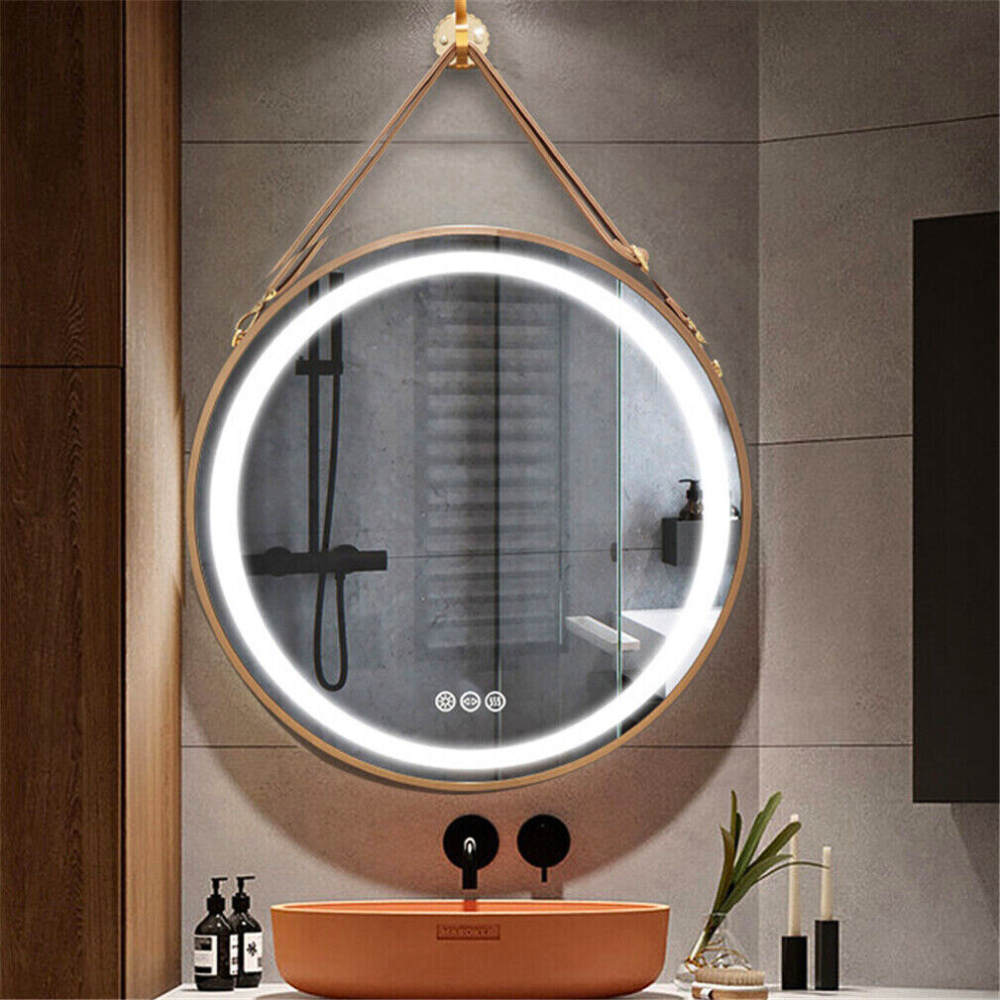 Round LED Dimmable Aluminum Fram HD Glass Wall Mounted Illuminated Vanity Mirror_2