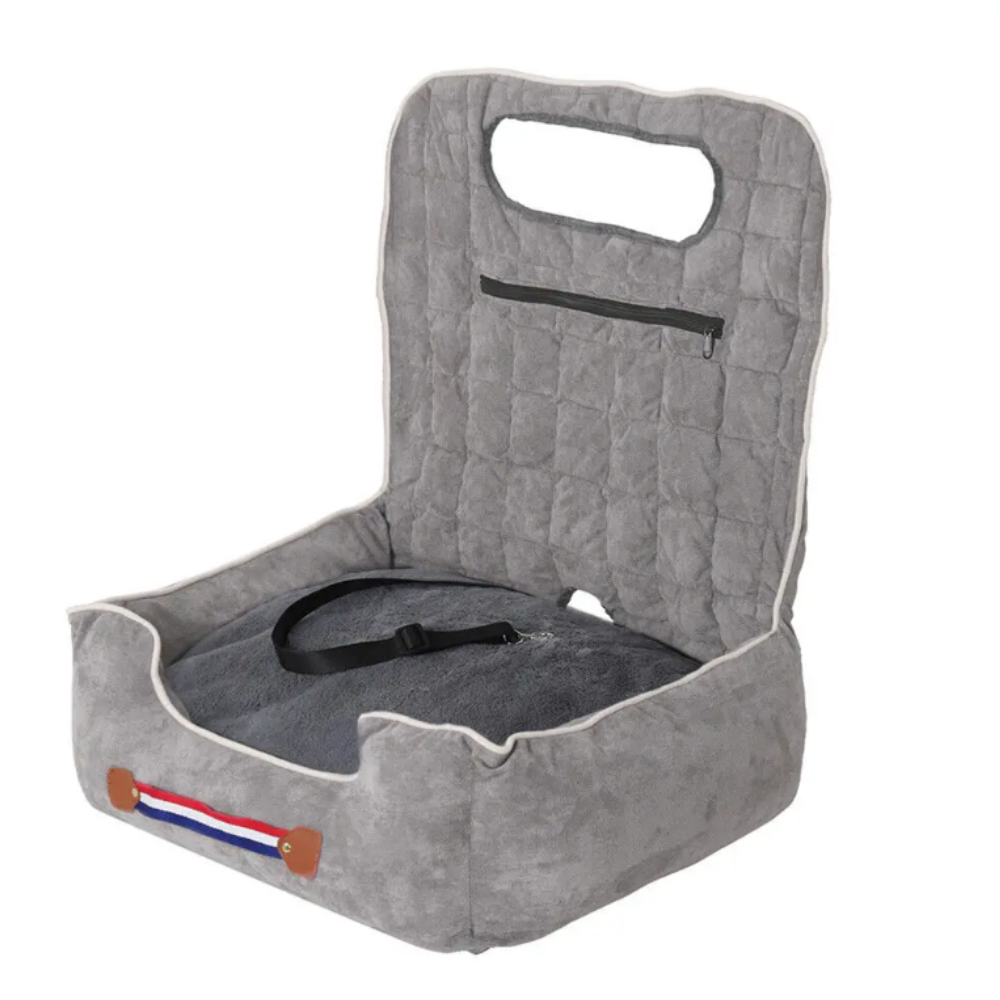 Anti-Slip Pet Booster Seat with Storage Pockets and Safety Leash_5