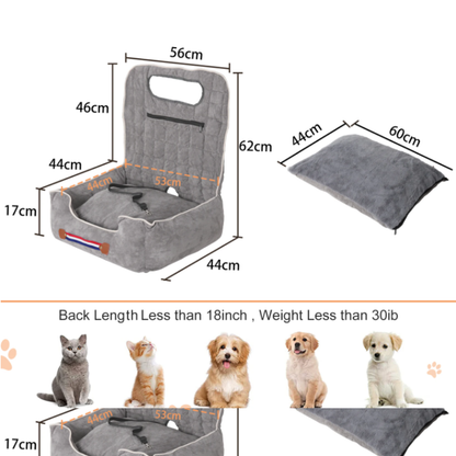 Anti-Slip Pet Booster Seat with Storage Pockets and Safety Leash_6