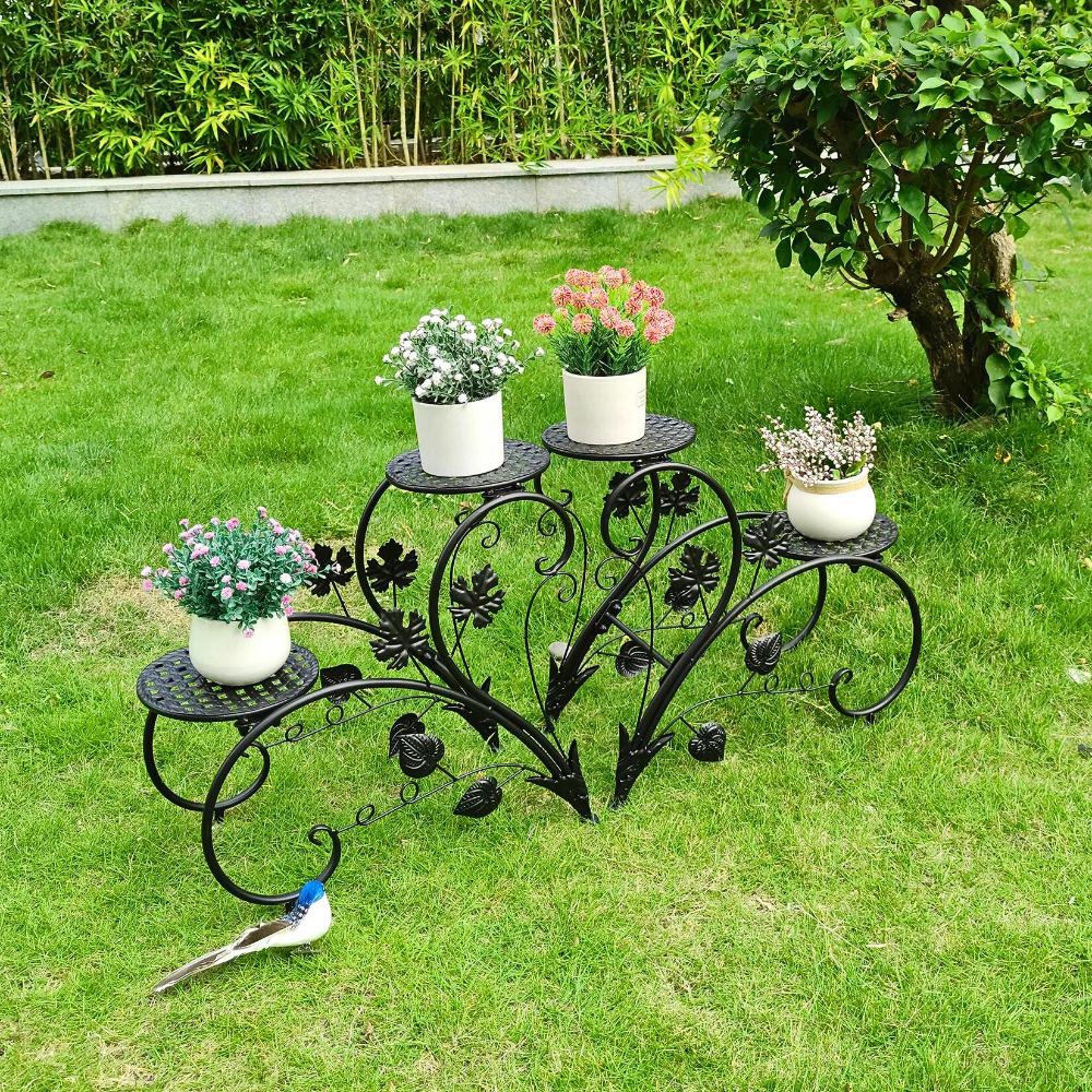 2 PCS Heart-shape Metal Plant Stand Flower Pot_1