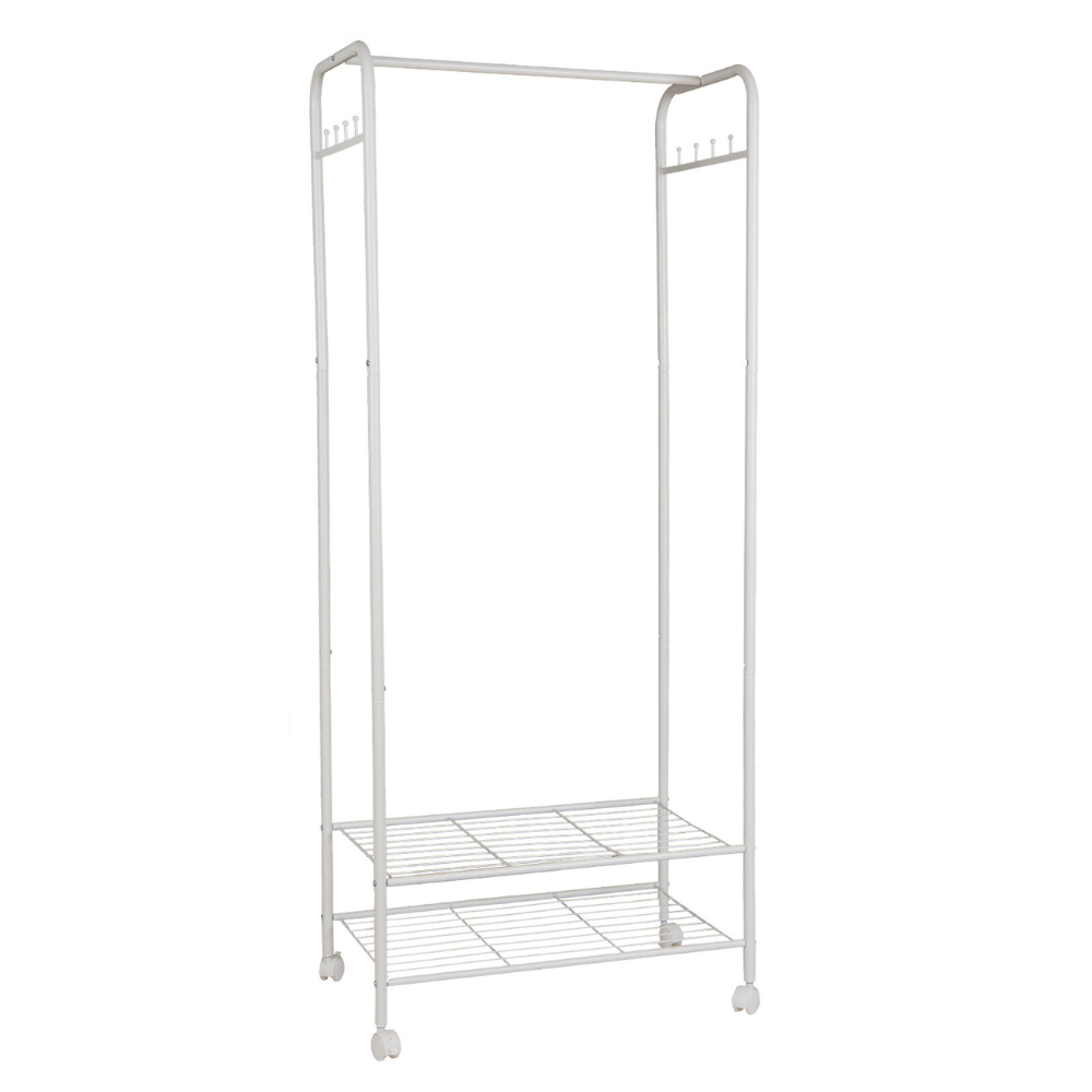 Heavy Duty Industrial Pipe Clothes Rack with Wheels_7