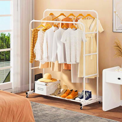 Heavy Duty Rolling Garment Rack Cloth Hanger and Shoes Organizer_1