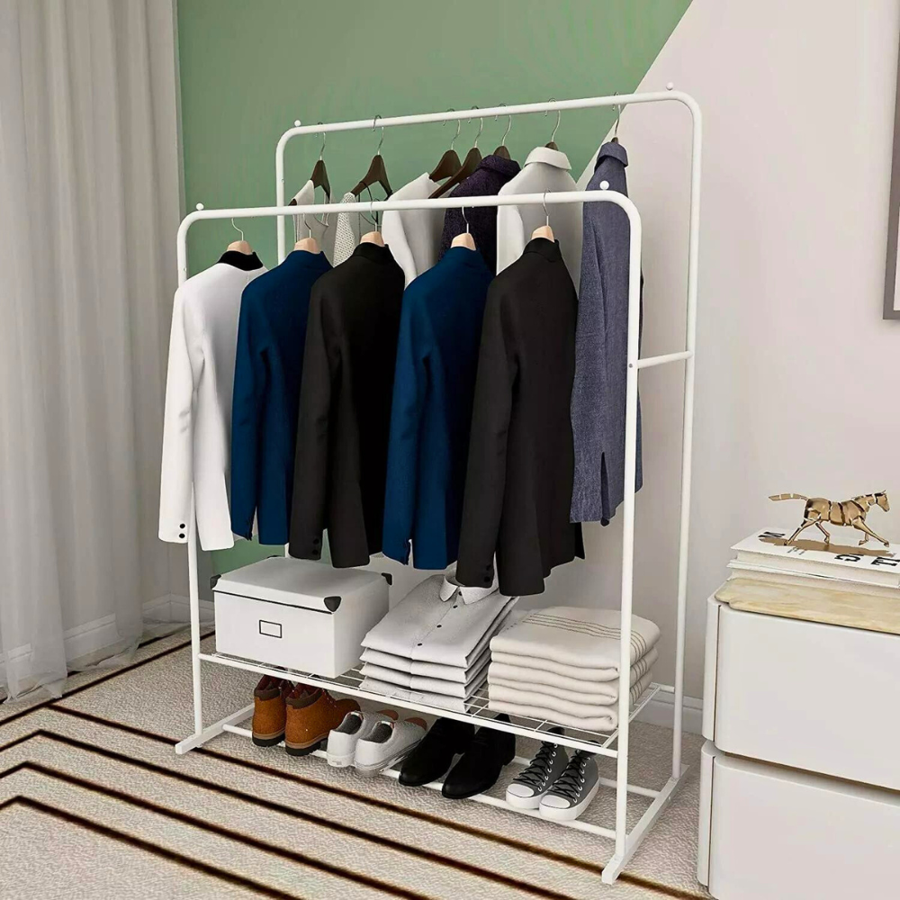 Heavy Duty Rolling Garment Rack Cloth Hanger and Shoes Organizer_3