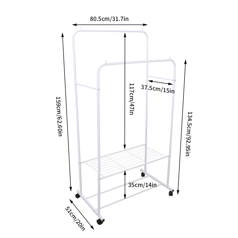 Heavy Duty Rolling Garment Rack Cloth Hanger and Shoes Organizer_7