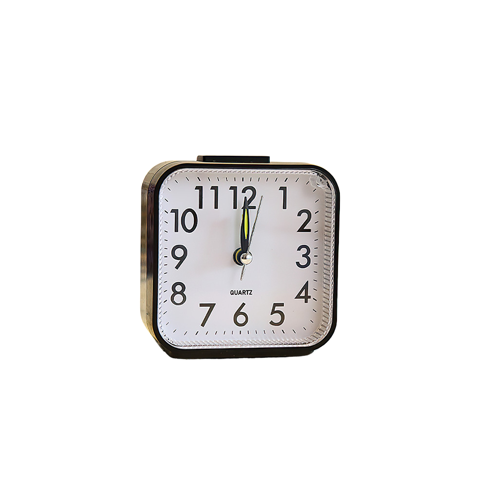 Mini Square Silent Alarm Clocks Non-ticking Analog Quartz Clock with LED - Battery Power_5