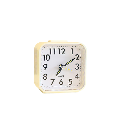 Mini Square Silent Alarm Clocks Non-ticking Analog Quartz Clock with LED - Battery Power_6