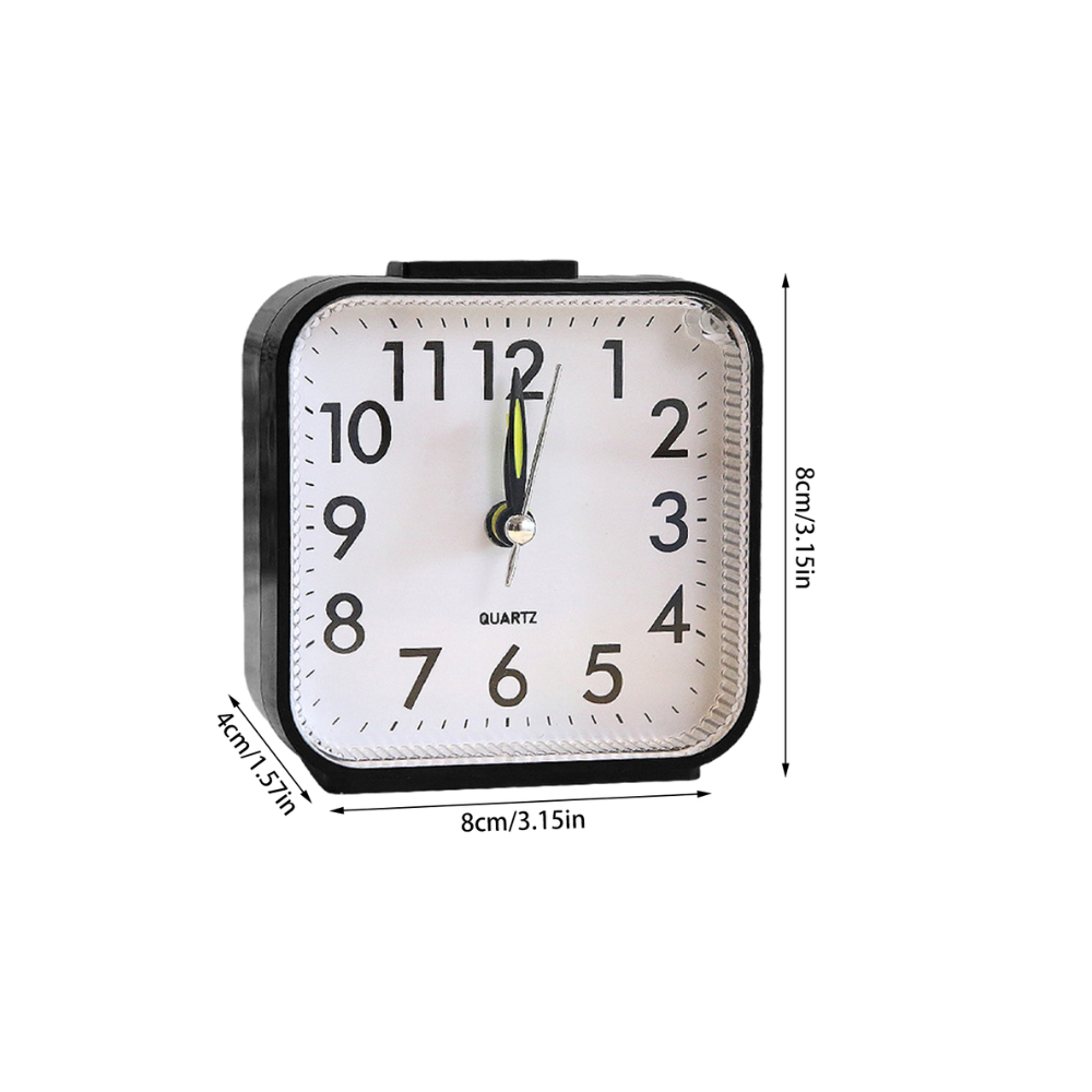 Mini Square Silent Alarm Clocks Non-ticking Analog Quartz Clock with LED - Battery Power_7