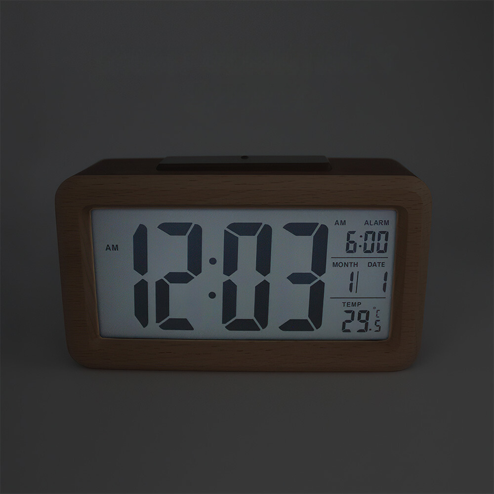 Wooden Digital Alarm Clock Snooze Display Bedside Desk Table Clock_2