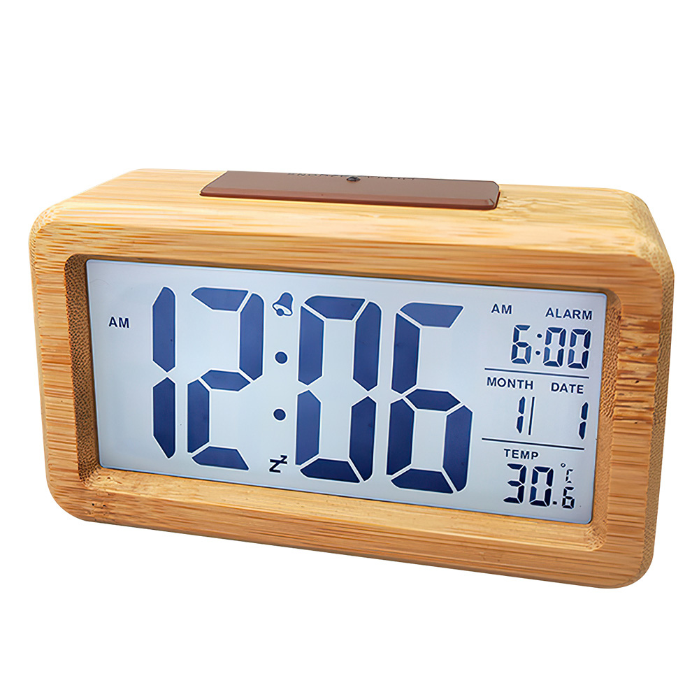 Wooden Digital Alarm Clock Snooze Display Bedside Desk Table Clock_6