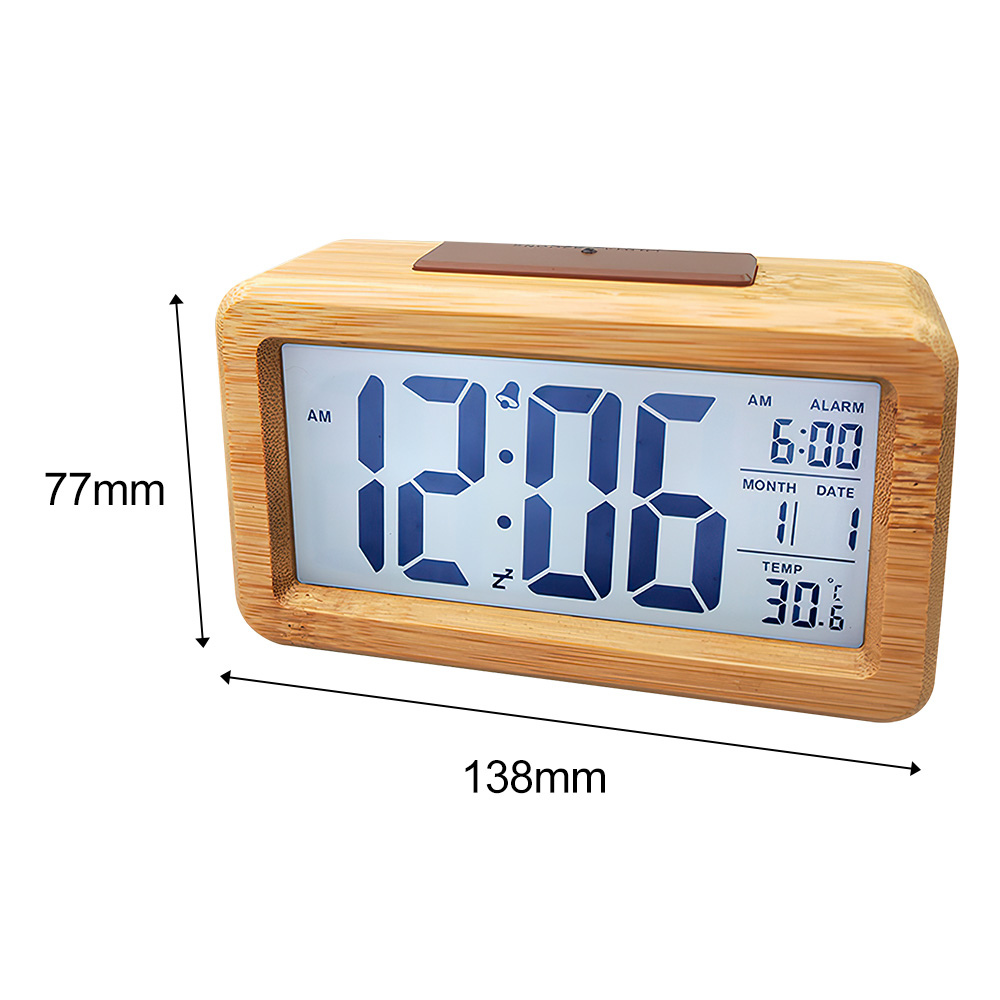 Wooden Digital Alarm Clock Snooze Display Bedside Desk Table Clock_7