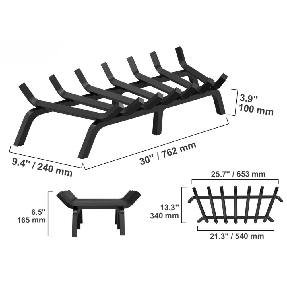 Fireplace Log Grate Fireplace Grate Solid Powder Coated Steel Bars_10