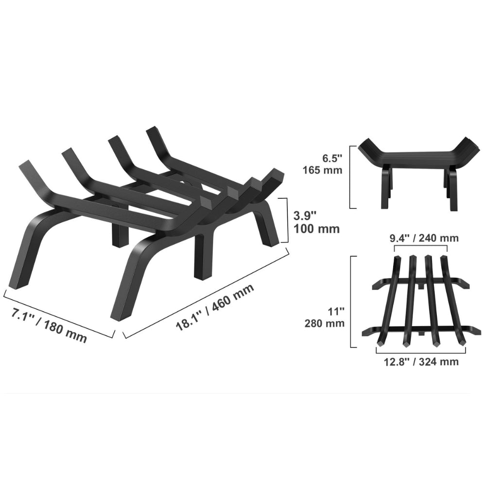 Fireplace Log Grate Fireplace Grate Solid Powder Coated Steel Bars_6