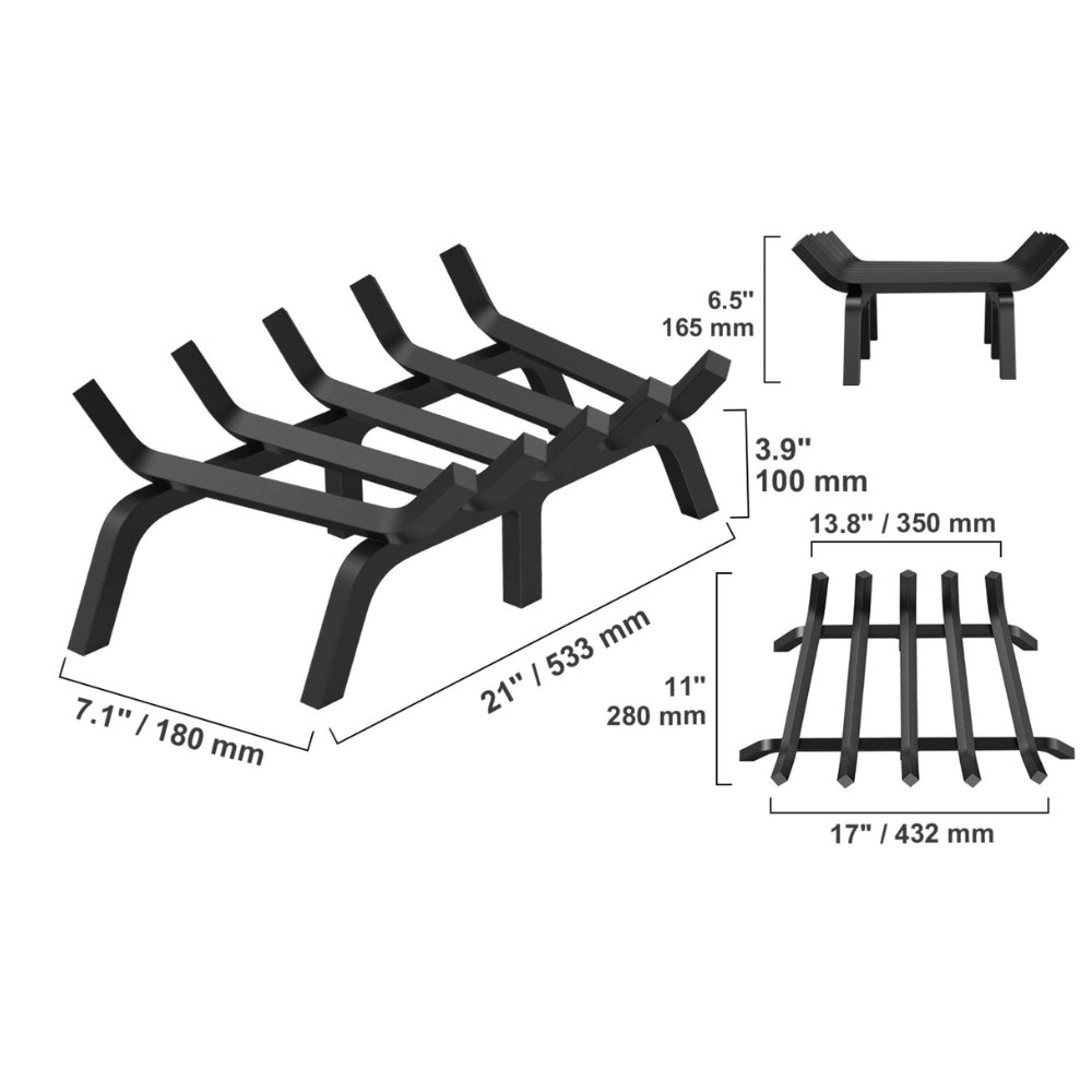 Fireplace Log Grate Fireplace Grate Solid Powder Coated Steel Bars_7