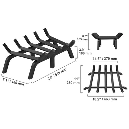 Fireplace Log Grate Fireplace Grate Solid Powder Coated Steel Bars_8