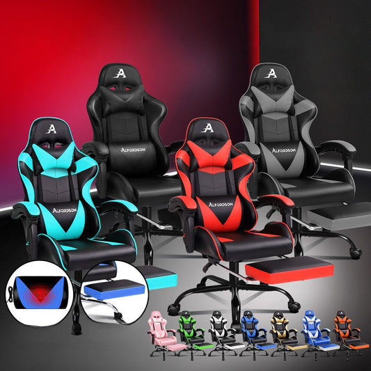 Premium Gaming Chair with Footrest Executive Racing Style_0