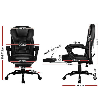 Massage Office Chair Executive Gaming Racing Seat PU Leather Footrest_5