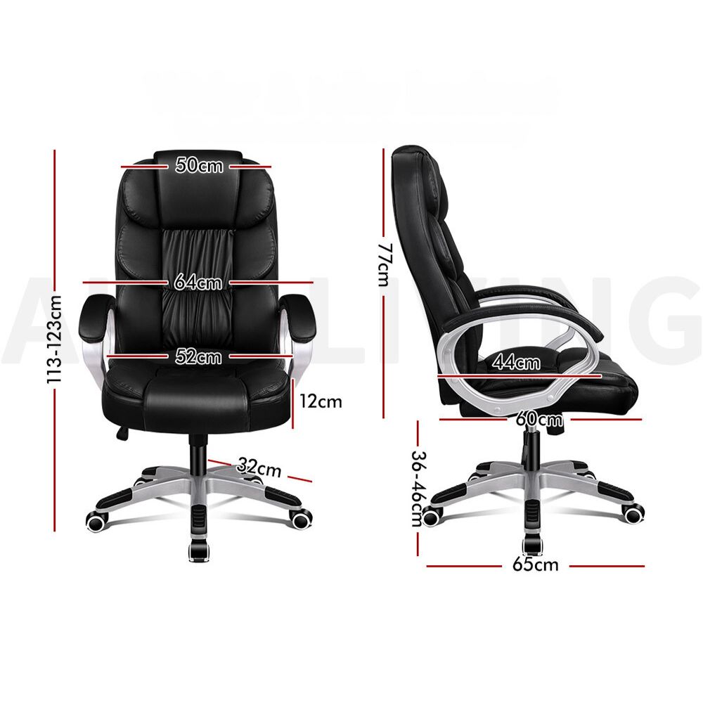 Premium Black PU Leather Office Chair_3