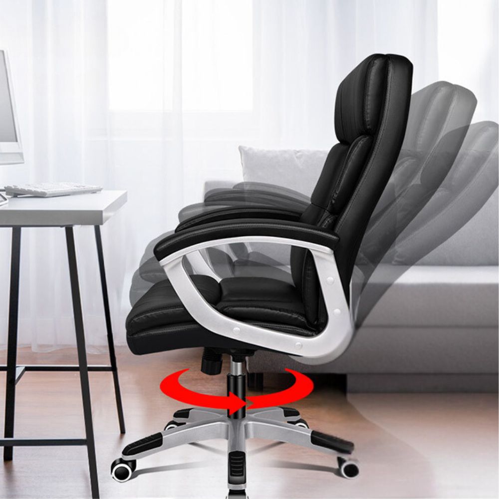 Premium Black PU Leather Office Chair_1