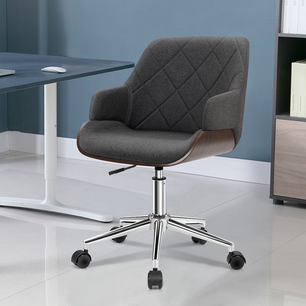 Wooden Office Chair Computer Chairs Home Seat PU Leather Fabric_0