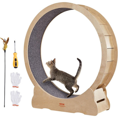 Cat Exercise Wheel Natural Wood Silent Running Toy Treadmill Roller Wheel_3