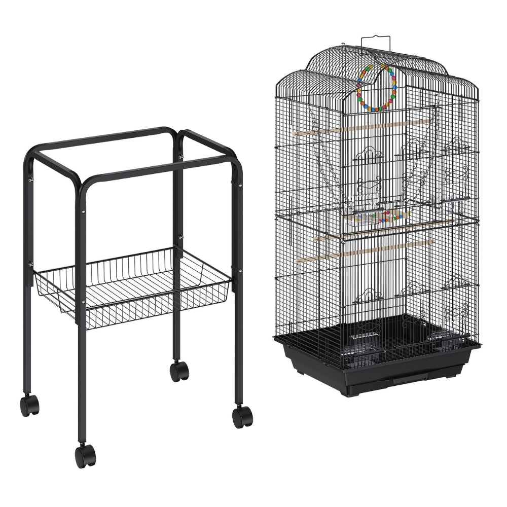 60 Inch Flight Bird Cage with Rolling Stand and Hanging Toys Large Metal Aviary for Happy Birds_5